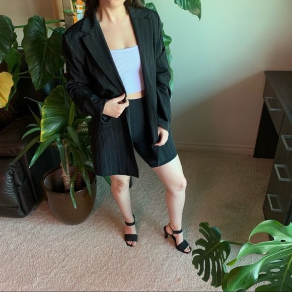 Vintage Beecher Brook for Fairweather Striped Black Oversized Blazer Size Small - Picture 4 of 10
